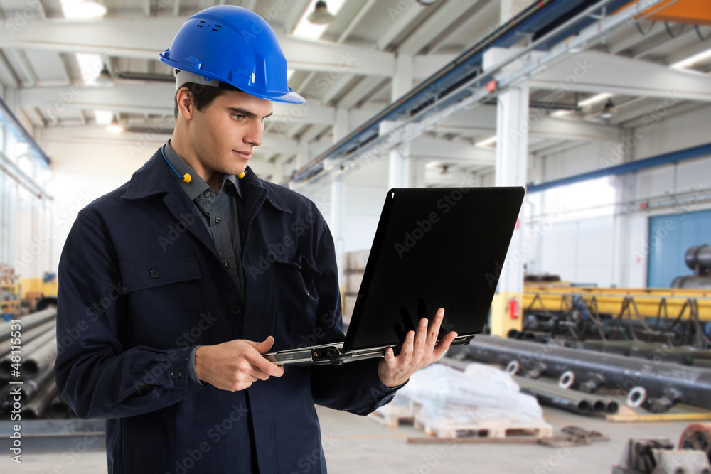 Engineer using a laptop Engineer using a laptop