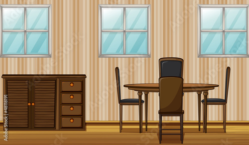 A dinning table and wardrobe