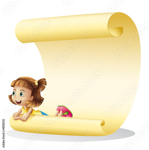 A girl and a paper sheet