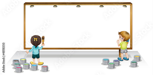 Kids painting white board