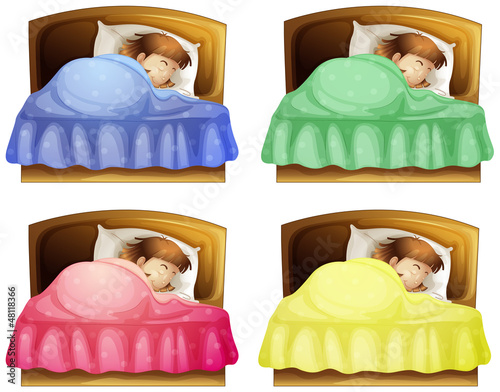 A sleeping girl on a bed