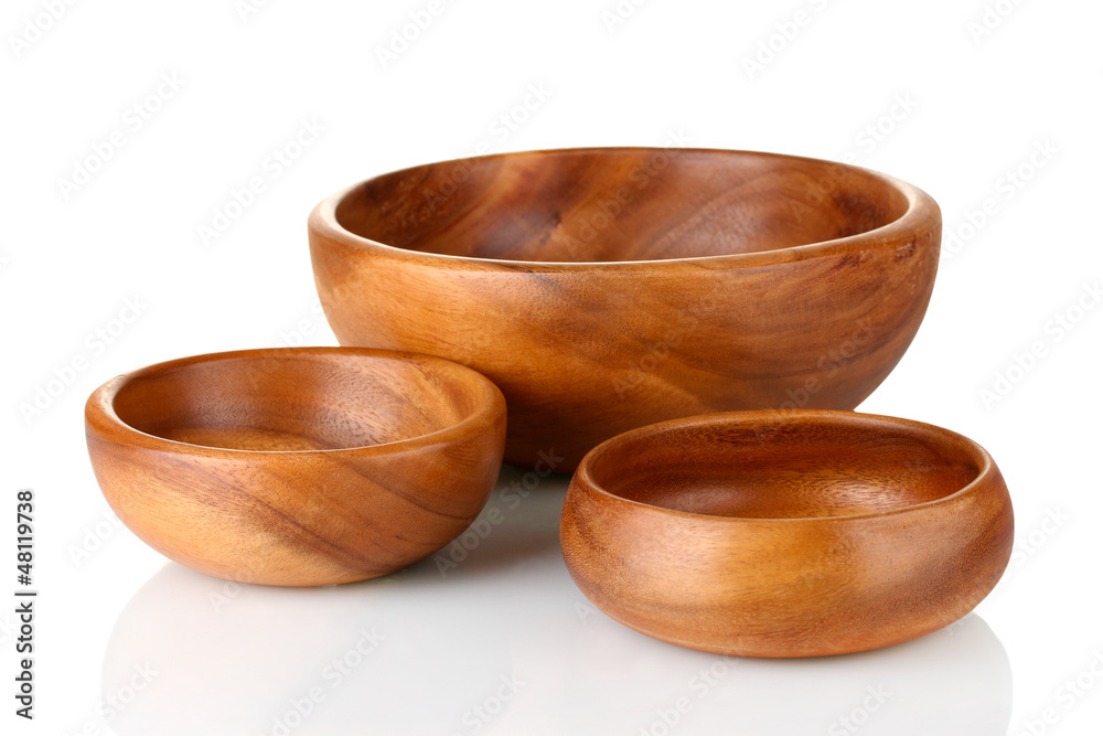 Wooden bowls isolated on white Wooden bowls isolated on white