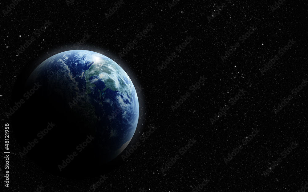 realistic planet earth in space