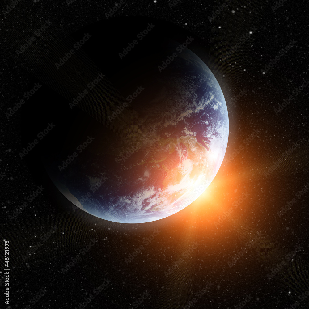 realistic planet earth in space Stock Illustration | Adobe Stock