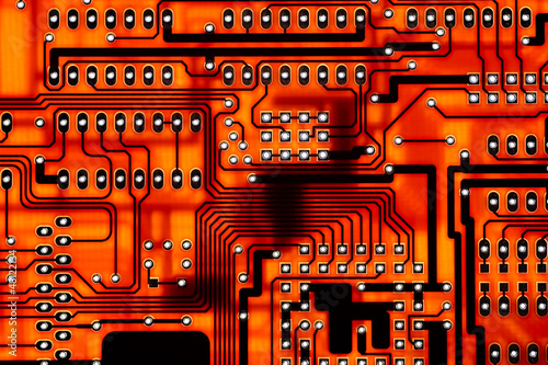 red computer circuit board background