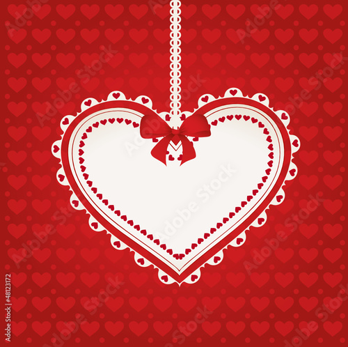 Heart Frame on Red Background
