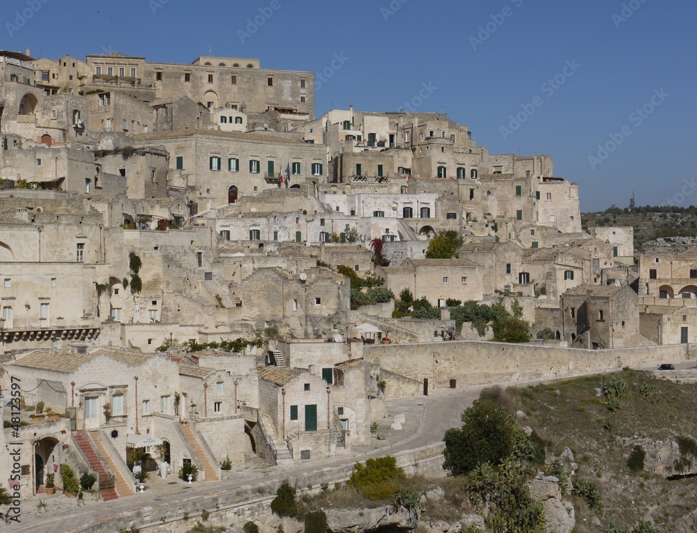 A view at houses in the Sassi of Matera in in Italy