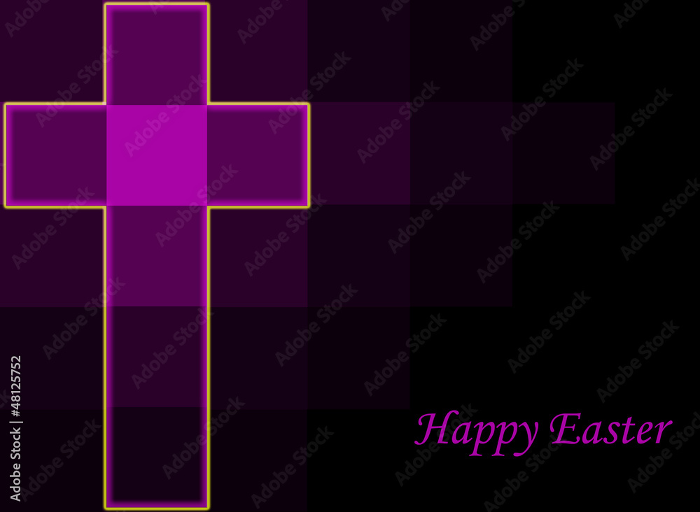 Royal purple and yellow Easter cross background - modern design