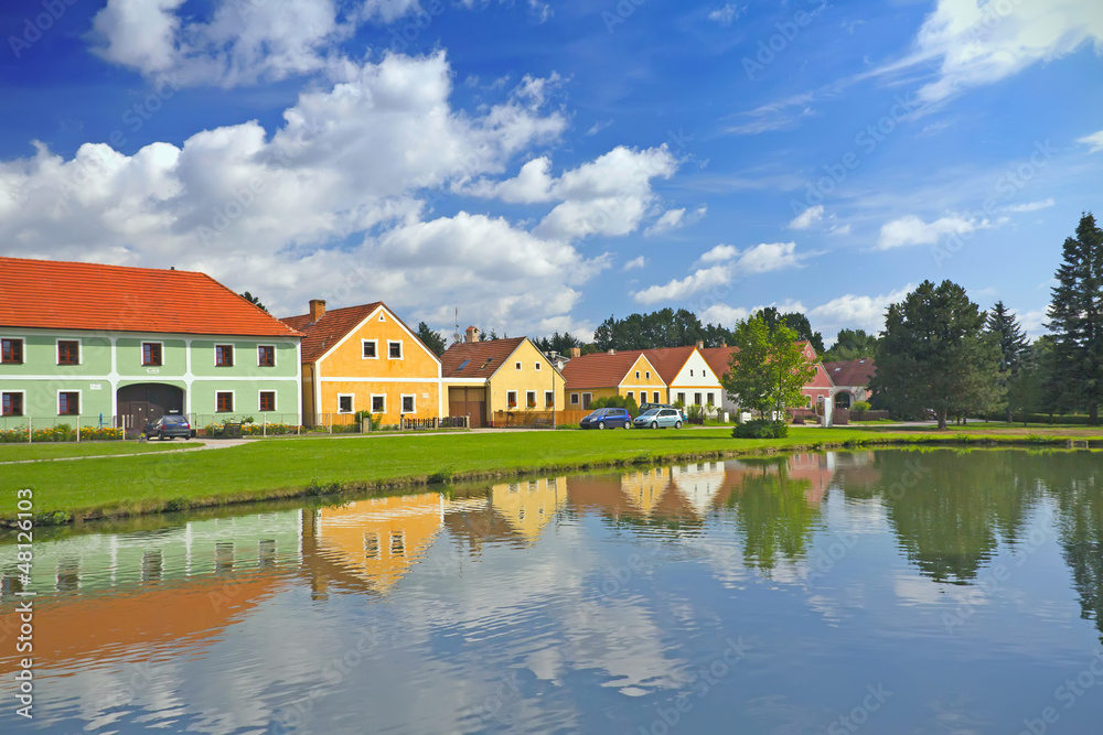 Obraz premium Rural color houses in Zabori (Czech Republic)