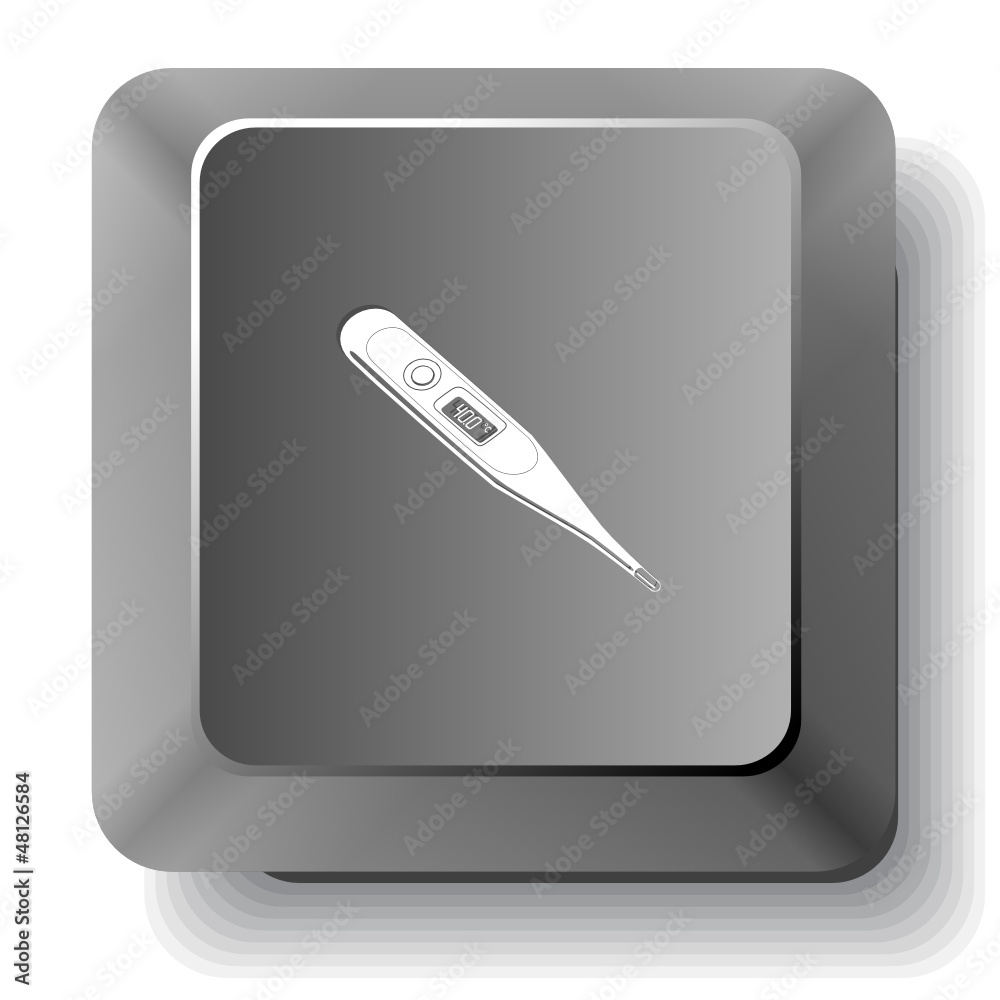 Thermometer. Shows 40 degrees Celsius. Vector computer key.