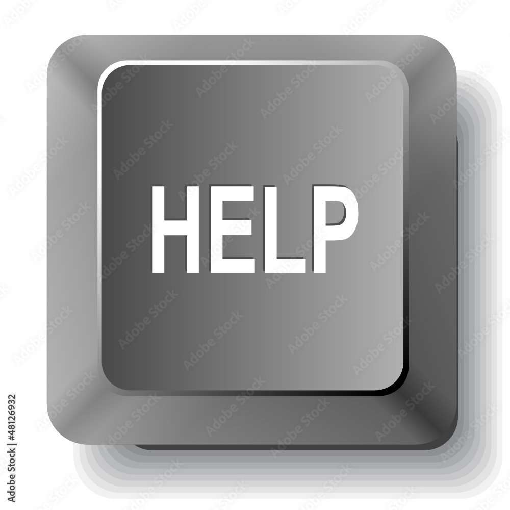 Help. Vector computer key. Help. Vector computer key.