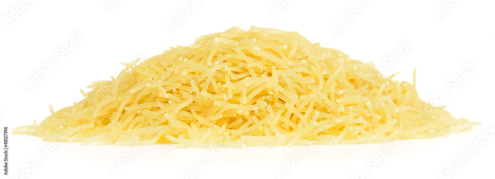 Noodles pasta from side isolated on white background Noodles pasta from side isolated on white background