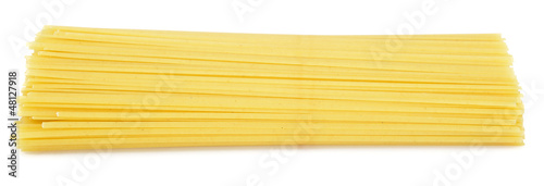 Linguine pasta from side isolated on white background photo