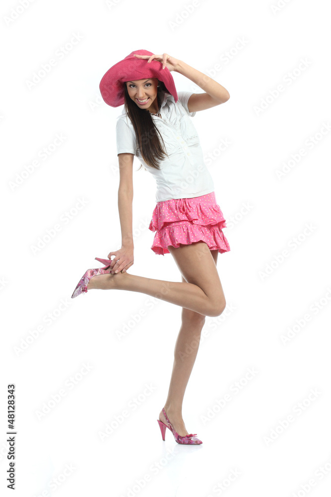 A girl with long legs in a short skirt A girl with long legs in a short skirt