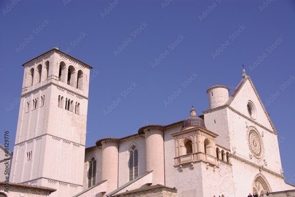 The basilica of san Francesco in Assisi in Tuscany in Italy