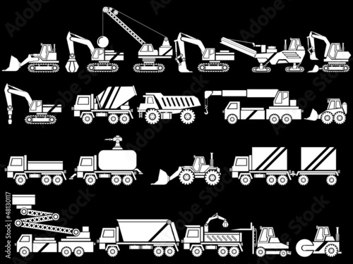 20 ICON SET WORK VEHICLES WHITE