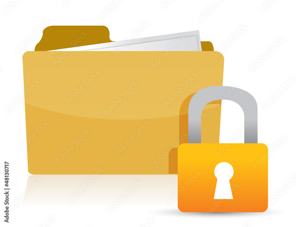 Yellow folder and lock