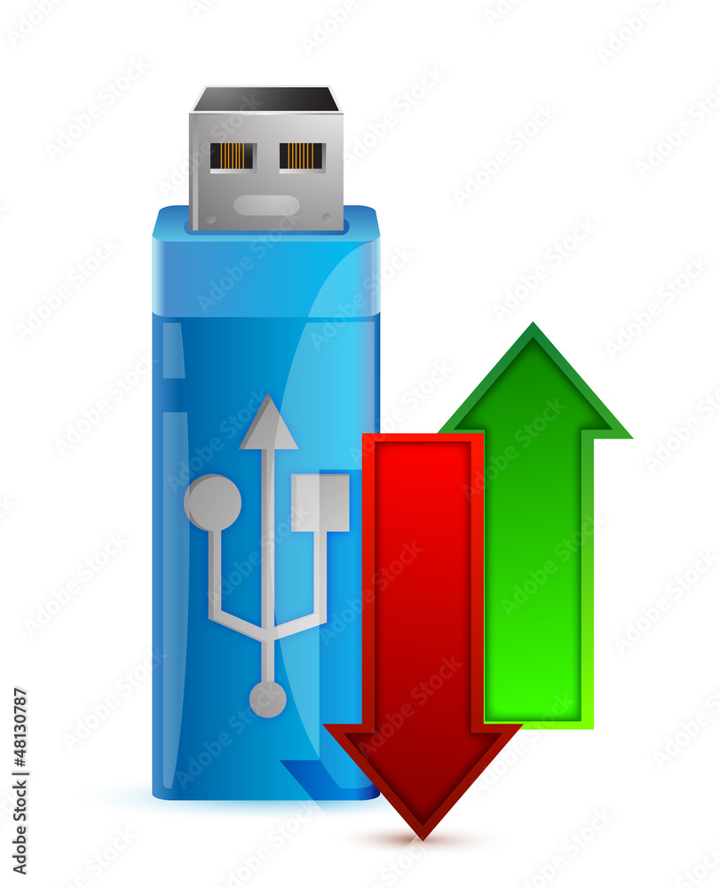 USB flash drive and arrow USB flash drive and arrow