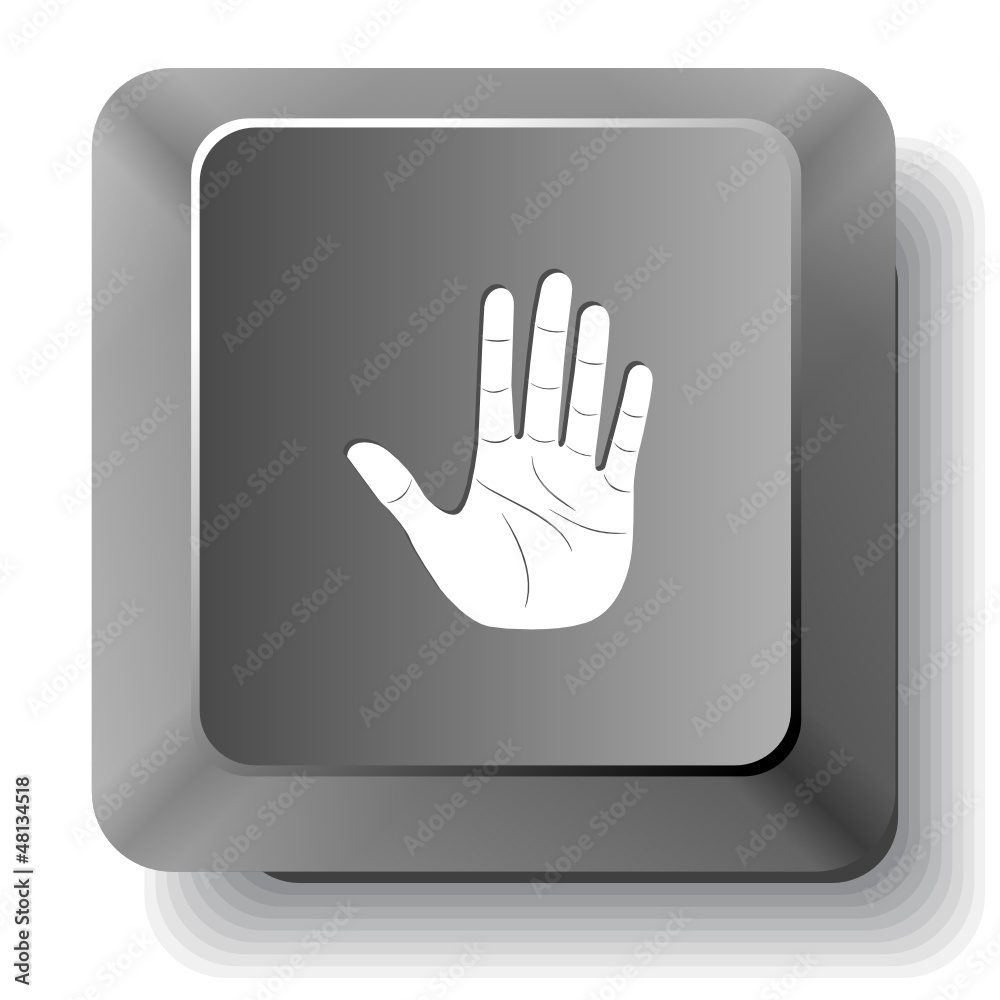 Stop hand. Vector computer key. Stop hand. Vector computer key.