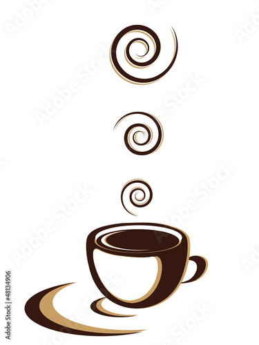 Cup of coffee or tea with floral design elements