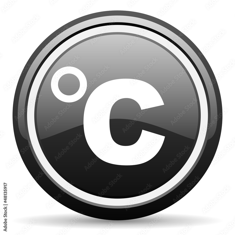 celsius black glossy icon on white background celsius black glossy icon on white background