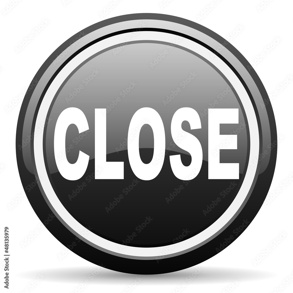 close black glossy icon on white background close black glossy icon on white background