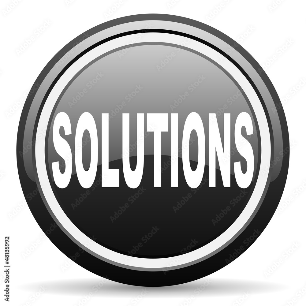 solutions black glossy icon on white background solutions black glossy icon on white background