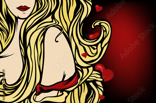 blonde in love background with place for your text