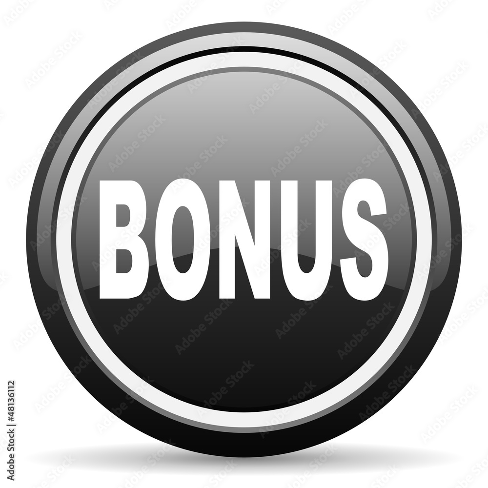 bonus black glossy icon on white background bonus black glossy icon on white background