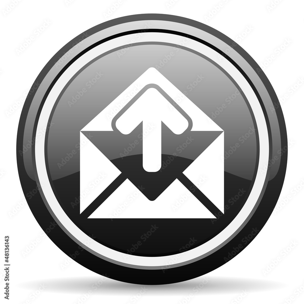 mail black glossy icon on white background mail black glossy icon on white background