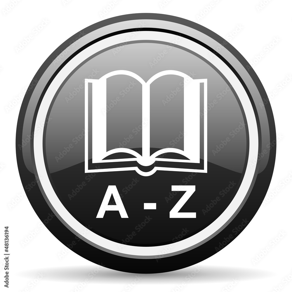 dictionary black glossy icon on white background dictionary black glossy icon on white background