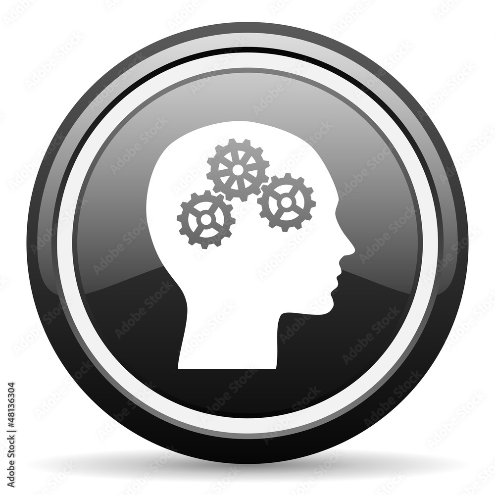 head black glossy icon on white background head black glossy icon on white background