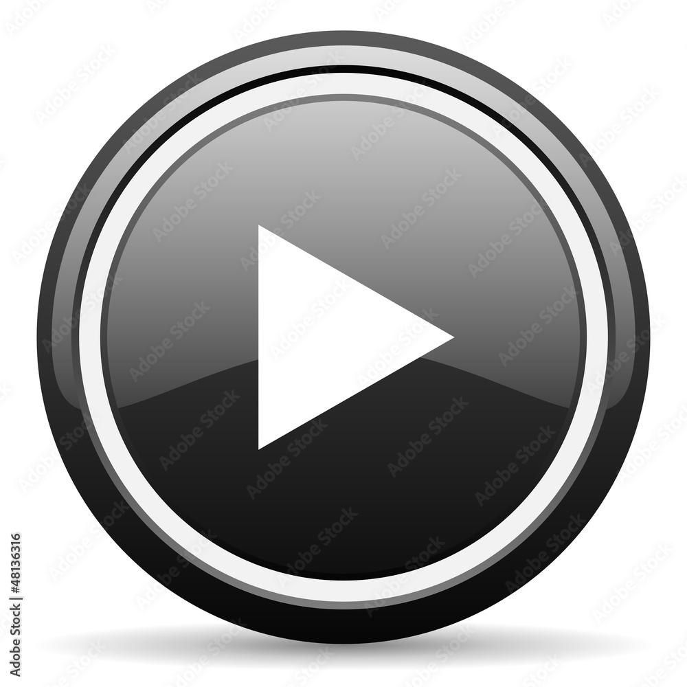 play black glossy icon on white background play black glossy icon on white background