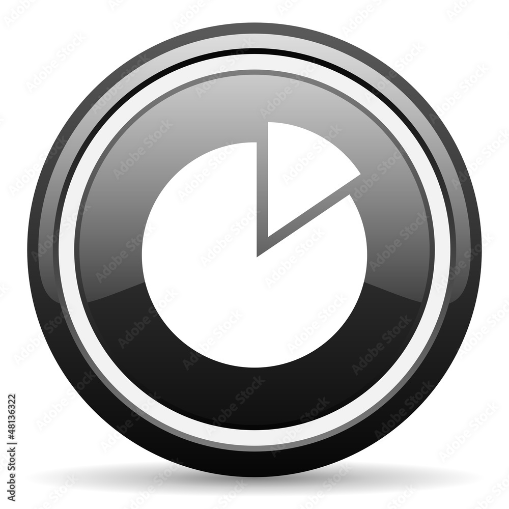 chart black glossy icon on white background chart black glossy icon on white background