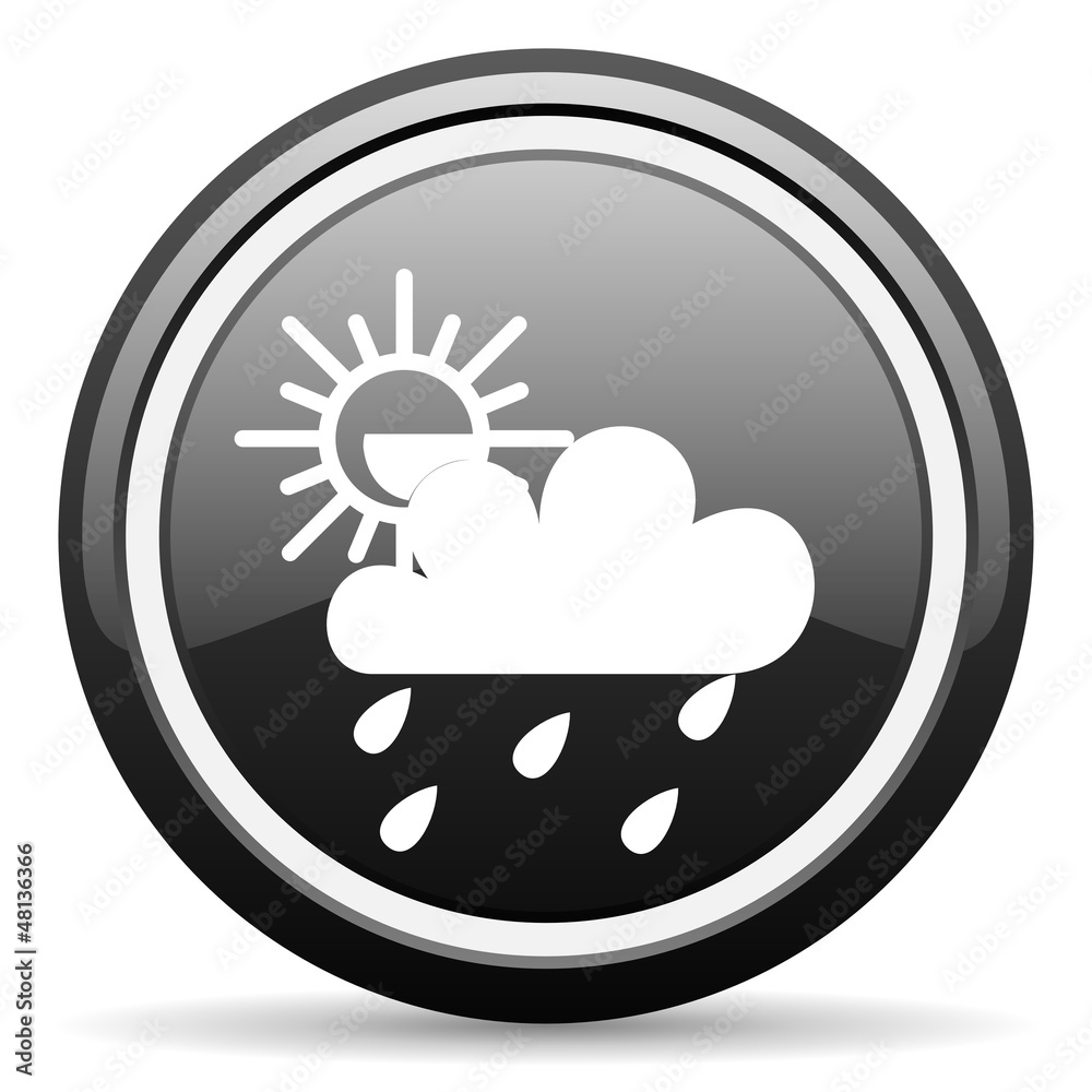 weather forecast black glossy icon on white background weather forecast black glossy icon on white background