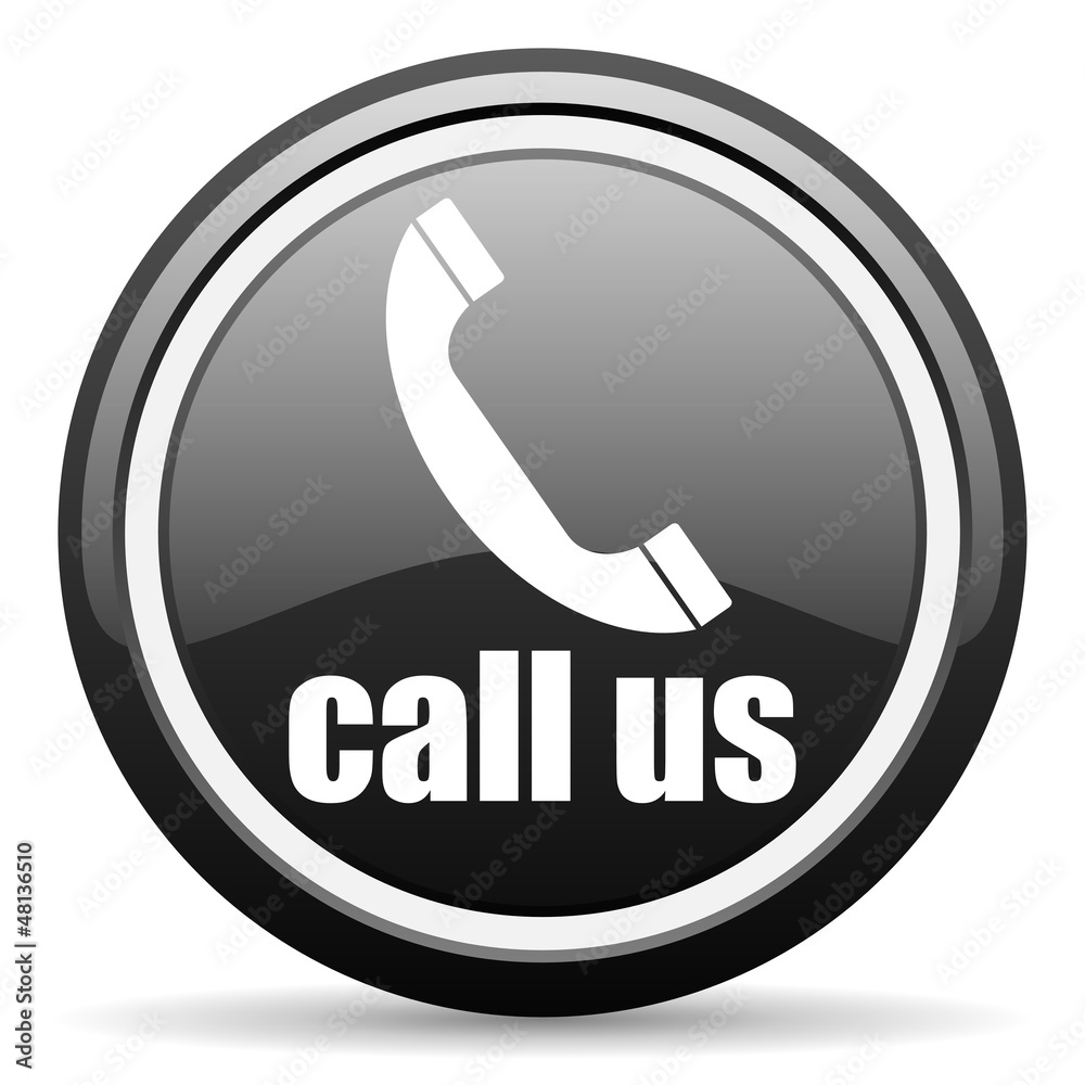 call us black glossy icon on white background call us black glossy icon on white background
