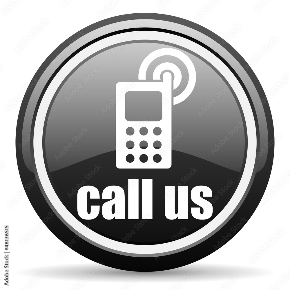 call us black glossy icon on white background call us black glossy icon on white background
