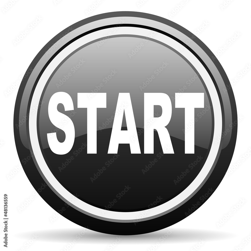 start black glossy icon on white background start black glossy icon on white background