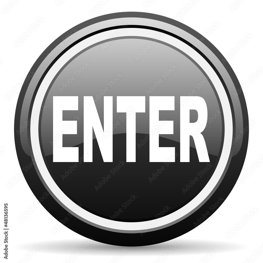 enter black glossy icon on white background enter black glossy icon on white background