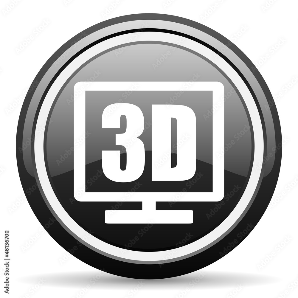 3d display black glossy icon on white background 3d display black glossy icon on white background