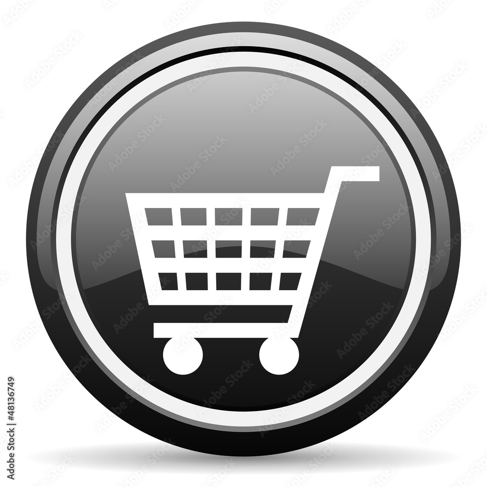 shopping cart black glossy icon on white background shopping cart black glossy icon on white background