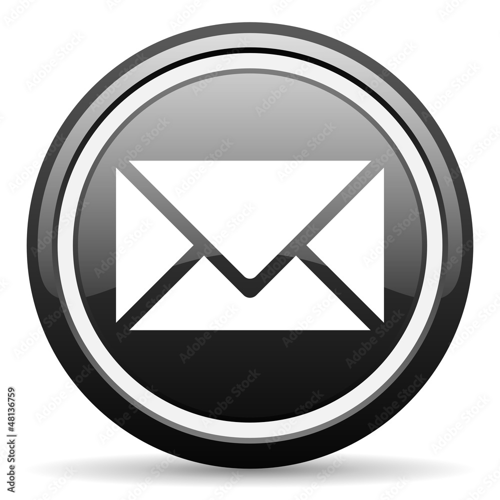 mail black glossy icon on white background mail black glossy icon on white background