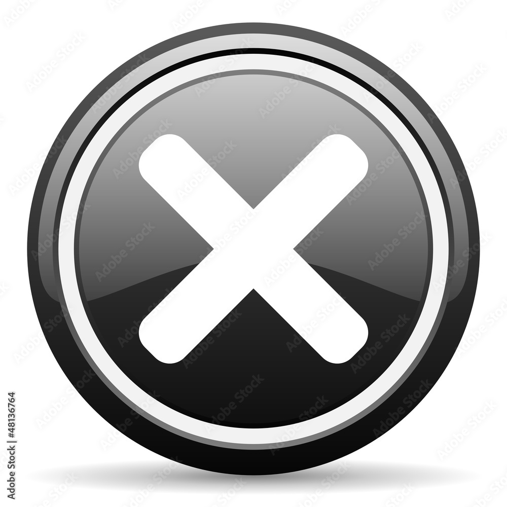 cancel black glossy icon on white background cancel black glossy icon on white background