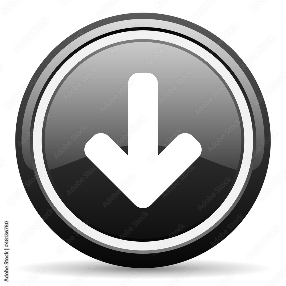 arrow down black glossy icon on white background arrow down black glossy icon on white background