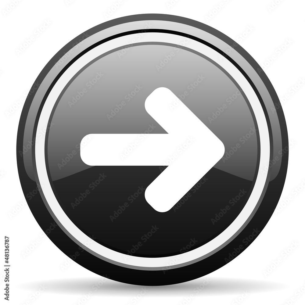 arrow right black glossy icon on white background arrow right black glossy icon on white background