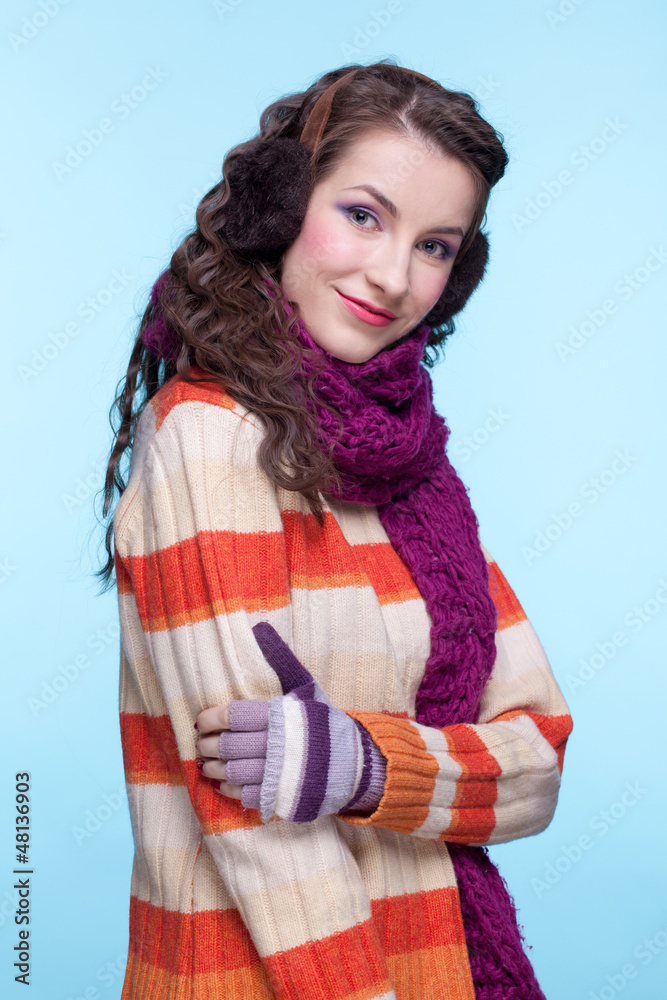 Woman in winter dress Woman in winter dress