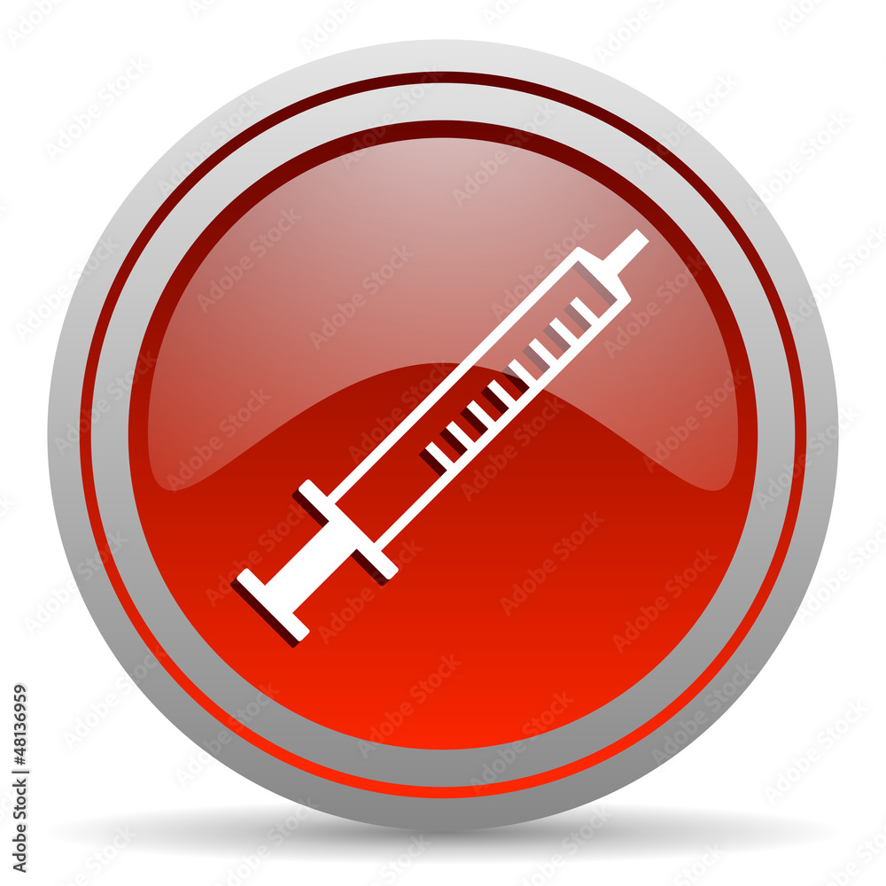 syringe red glossy icon on white background syringe red glossy icon on white background