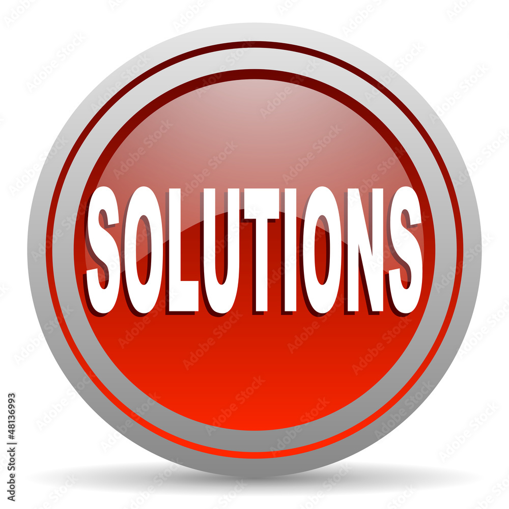 solutions red glossy icon on white background solutions red glossy icon on white background