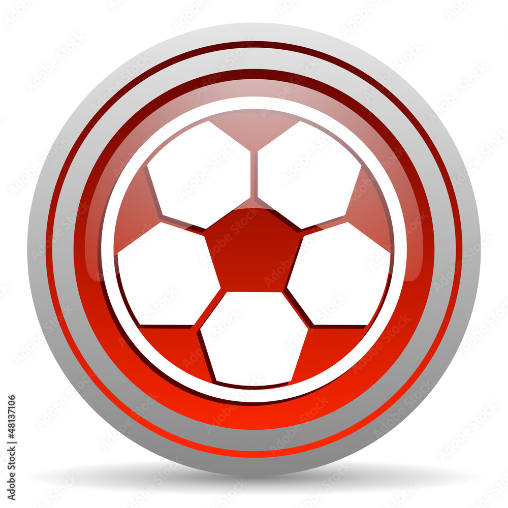 soccer red glossy icon on white background soccer red glossy icon on white background