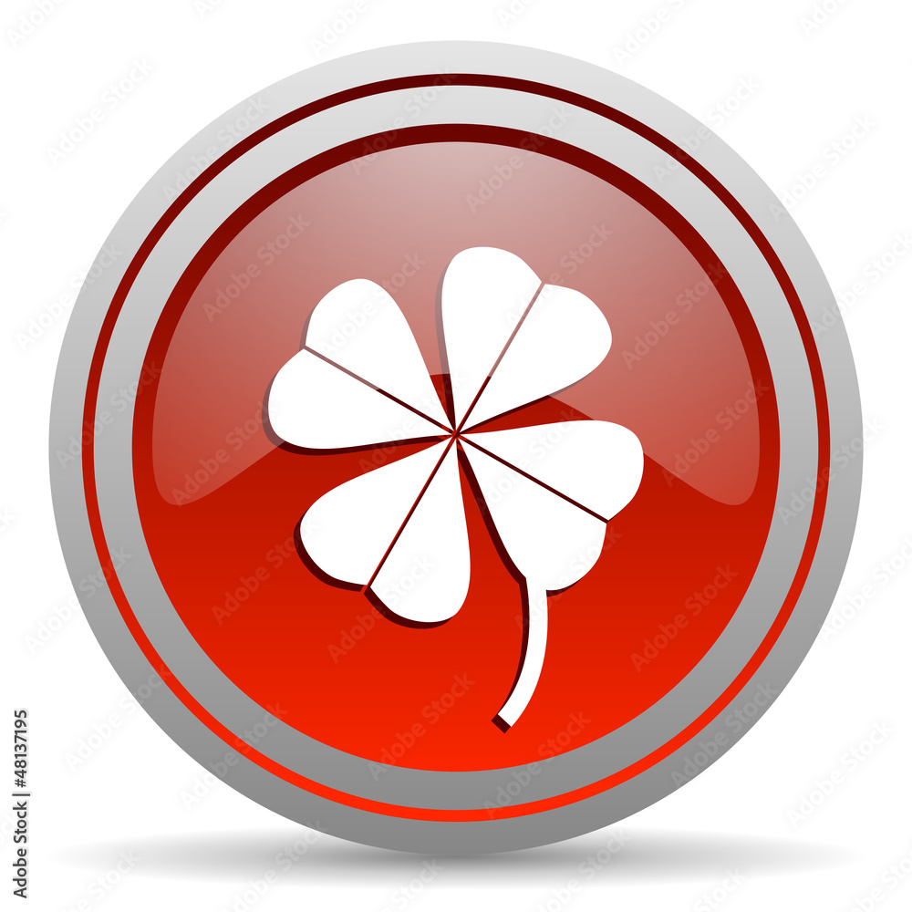 four-leaf clover red glossy icon on white background four-leaf clover red glossy icon on white background